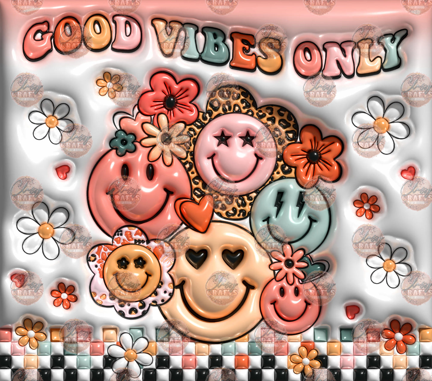 3D Puff Good Vibes Only Tumbler Wrap