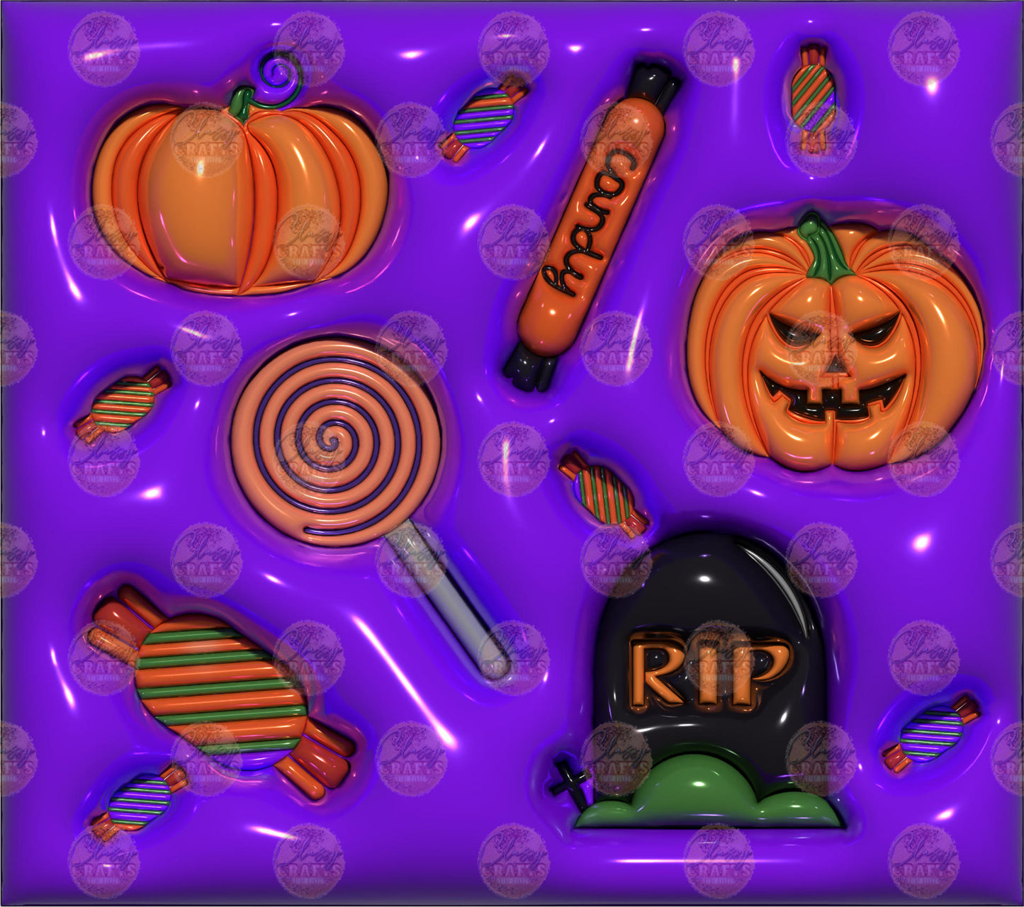 3D Puff Halloween Tumbler Wrap