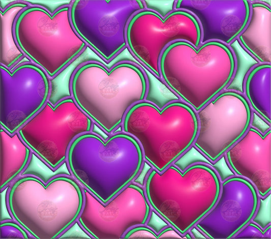 3D Puff Heart Tumbler Wrap