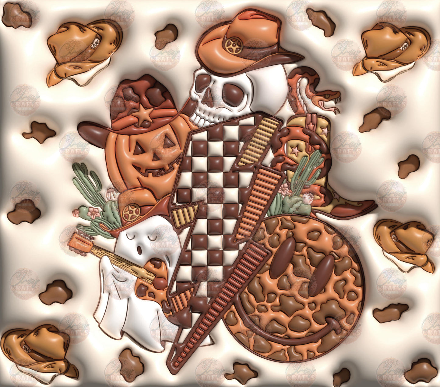 3D Puff Howdy Fall Tumbler Wrap