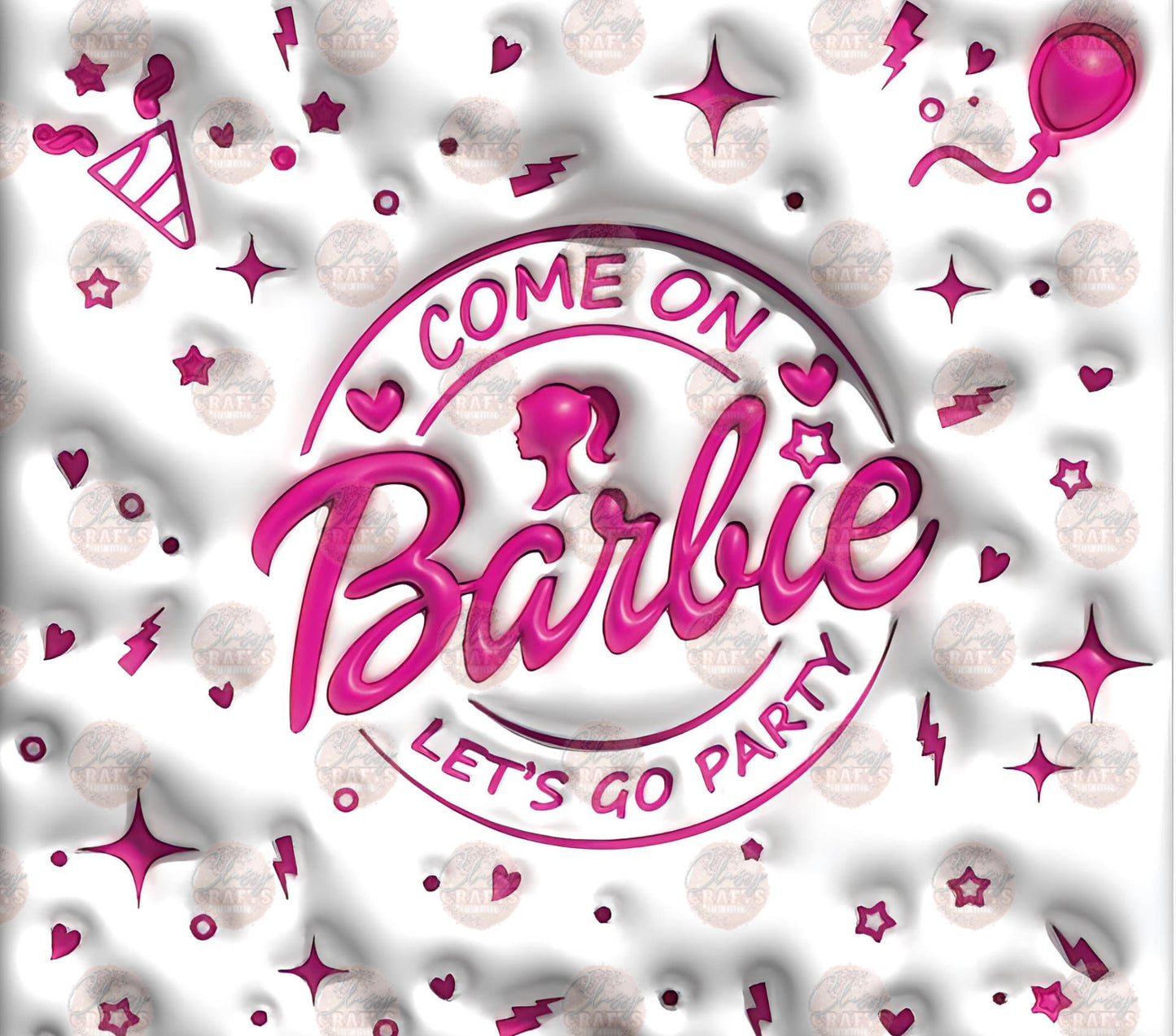 3D Puff Lets Go Party Tumbler Wrap