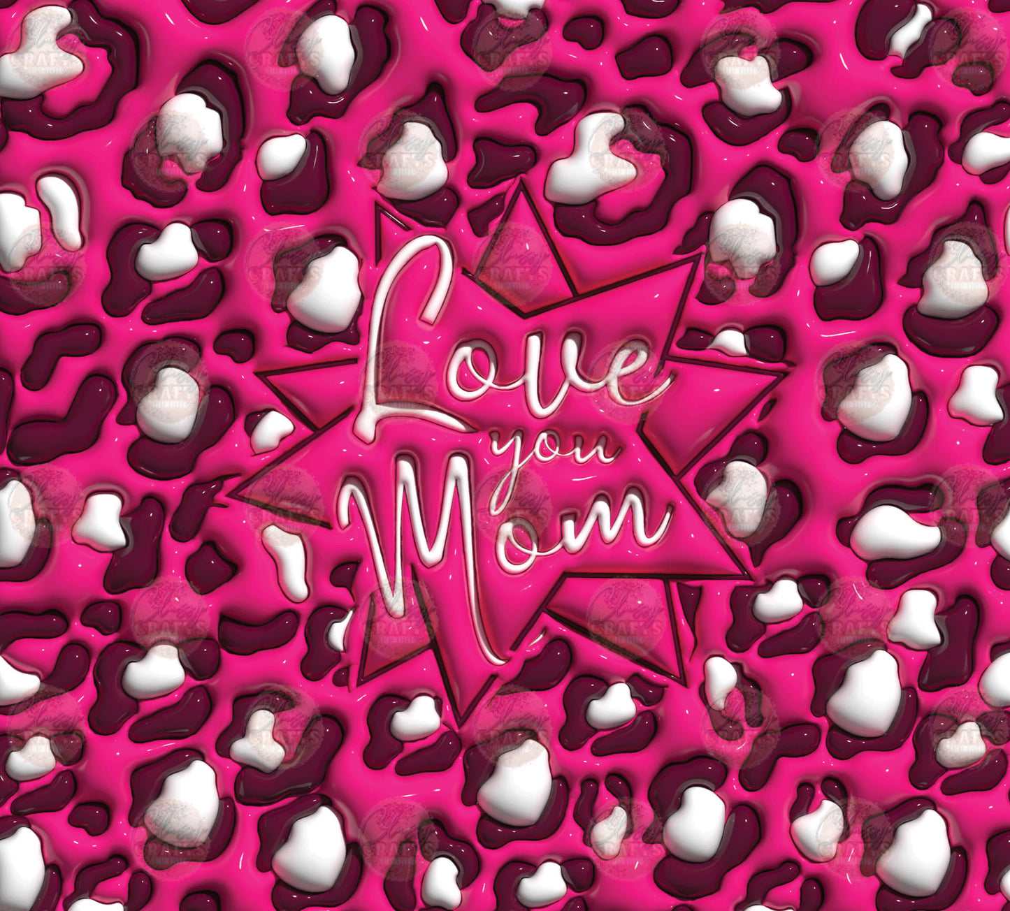 3D Puff Love Mom Tumbler Wrap