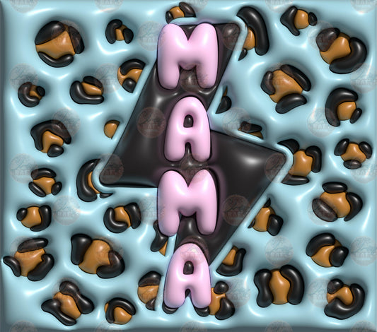 3D Puff Mama Bolt Blue Tumbler Wrap