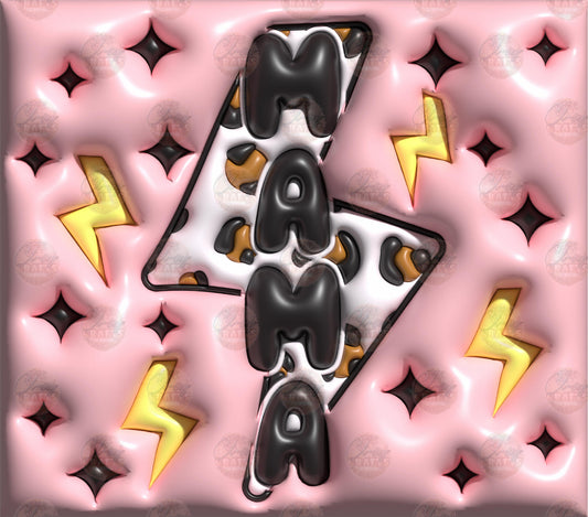 3D Puff Mama Bolt Pink Tumbler Wrap