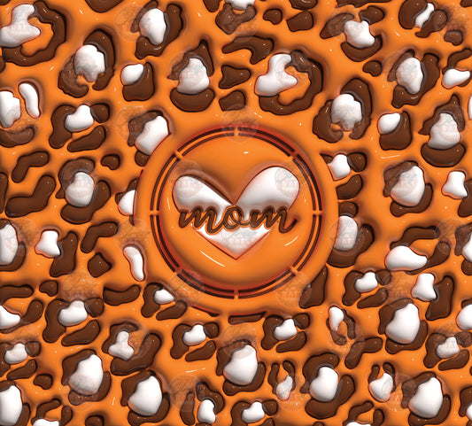 3D Puff Mama Brown Cheetah Tumbler Wrap