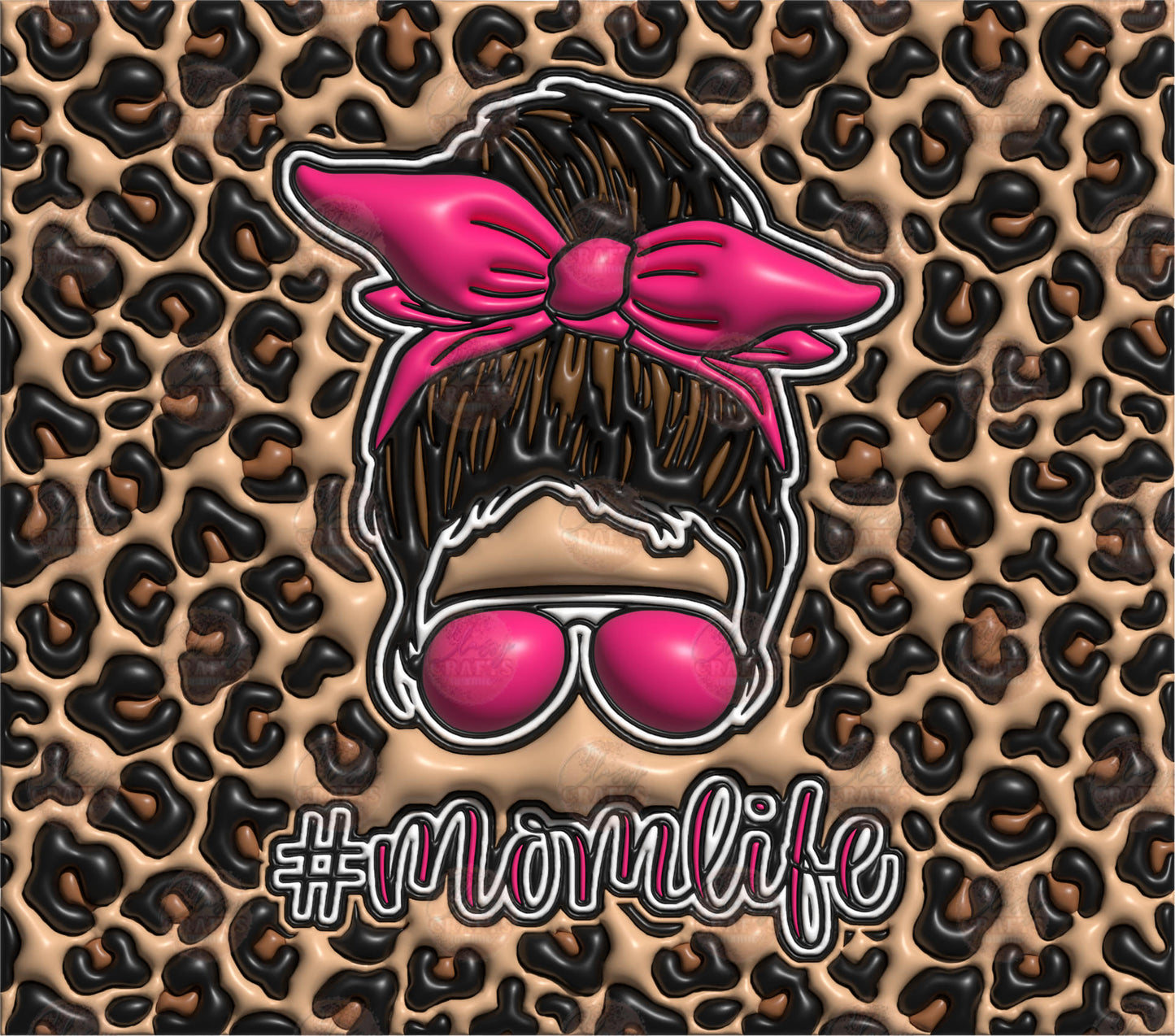 3D Puff Mom Bun Tumbler Wrap