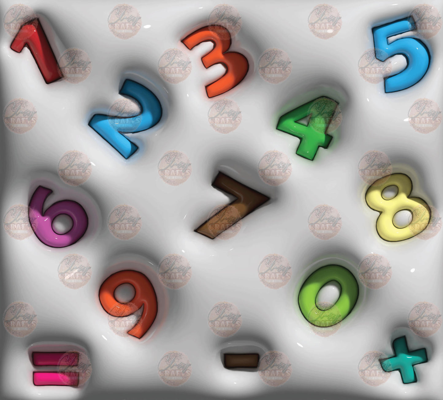 3D Puff Numbers Tumbler Wrap
