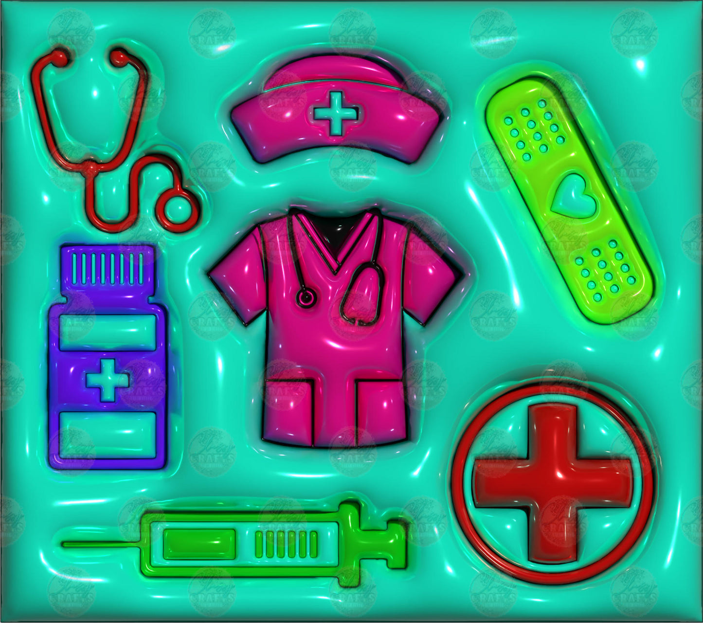 3D Puff Nurse Stuff Tumbler Wrap