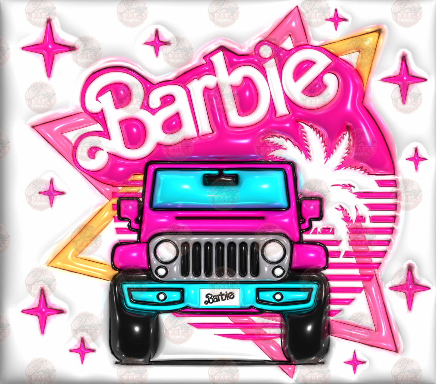 3D Puff Pink Jeep Tumbler Wrap