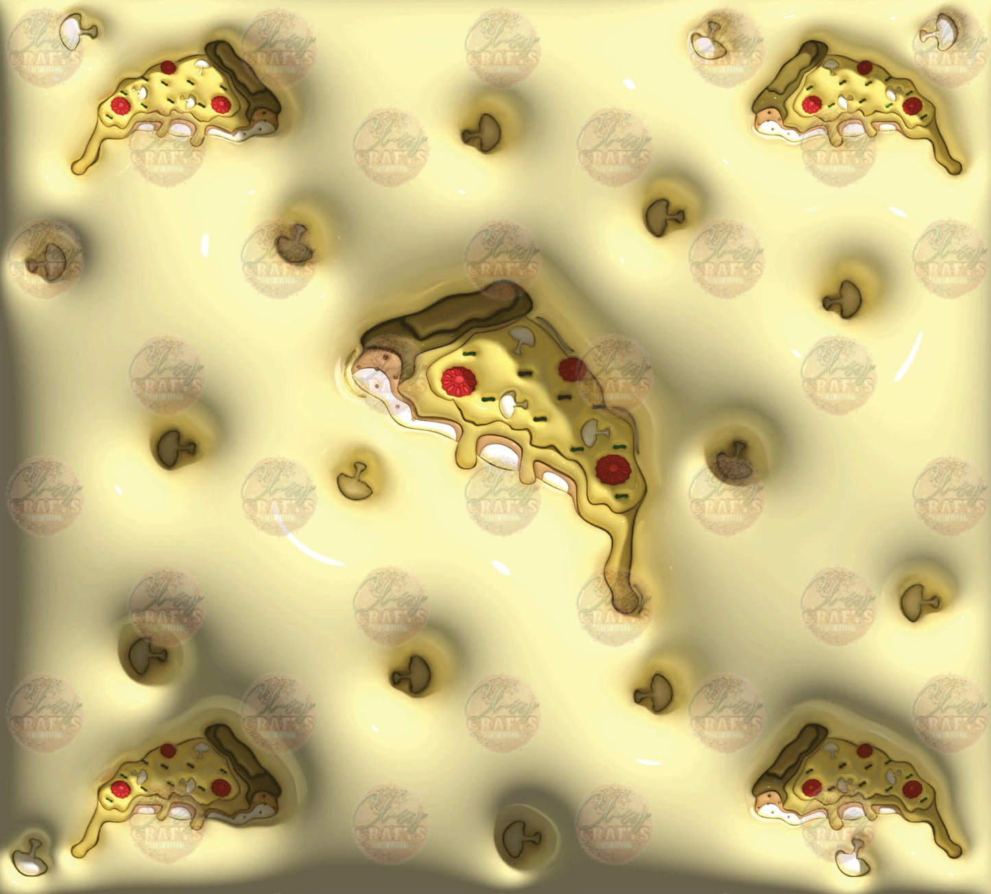3D Puff Pizza Tumbler Wrap