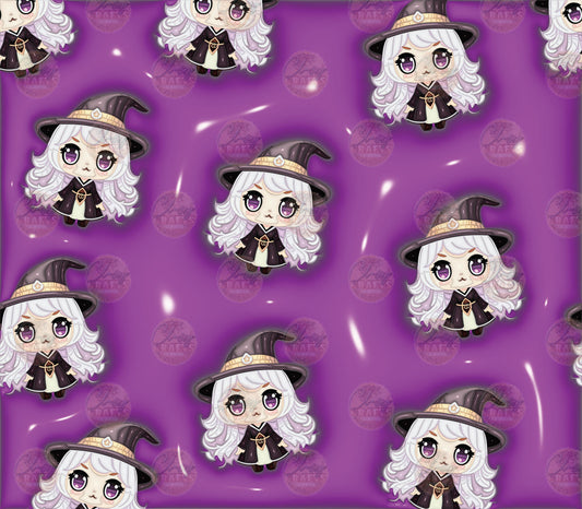 3D Puff Purple Witches Tumbler Wrap - Sublimation Transfer