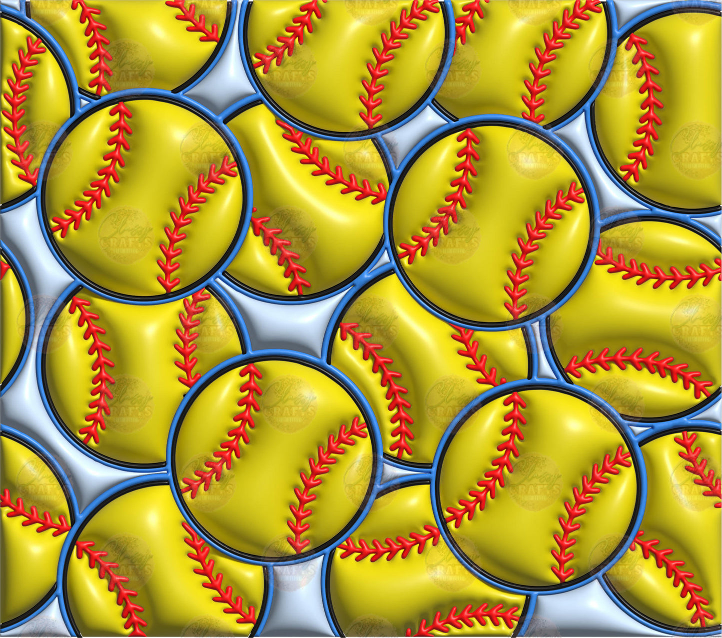 3D Puff Softball Tumbler Wrap