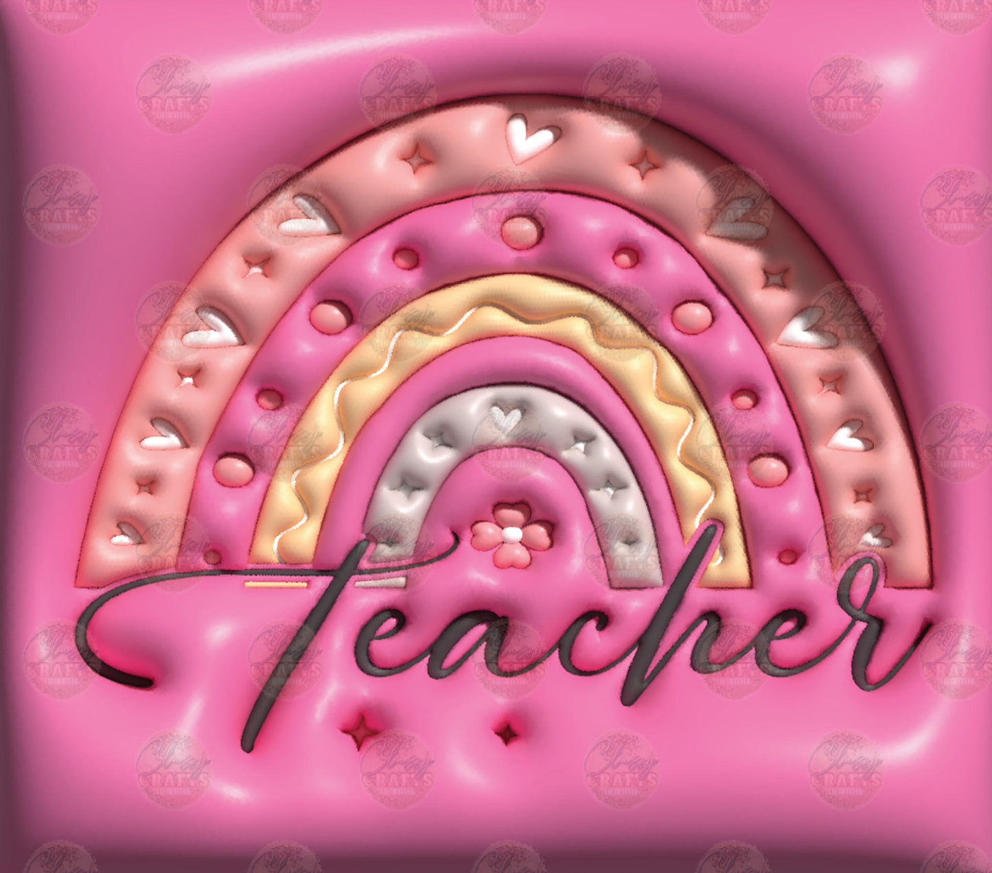 3D Puff Teacher Rainbow Tumbler Wrap