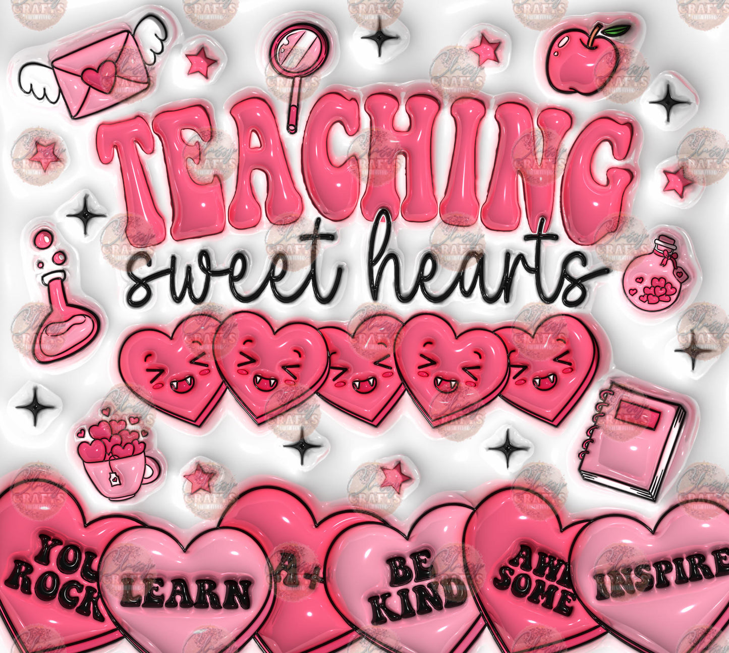 3D Puff Teaching Sweethearts Tumbler Wrap