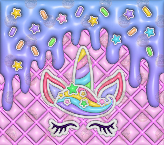 3D Puff Unicorn Ice Cream Tumbler Wrap