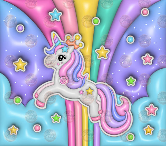 3D Puff Unicorn Rainbow Tumbler Wrap