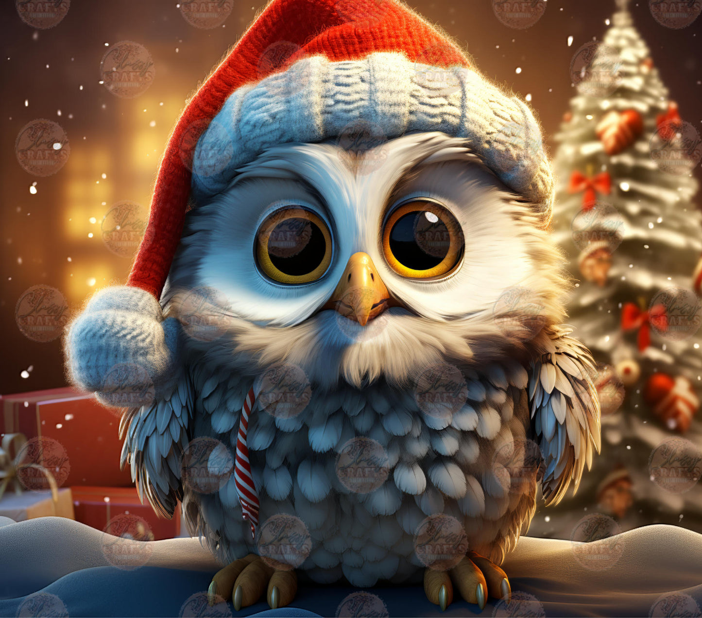 3D Santa Owl Tumbler Wrap