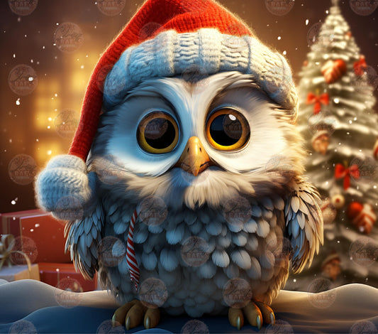 3D Santa Owl Tumbler Wrap
