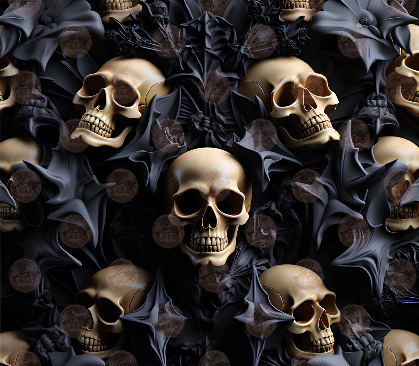 3D Shadowed Skelly Tumbler Wrap - Sublimation Transfer