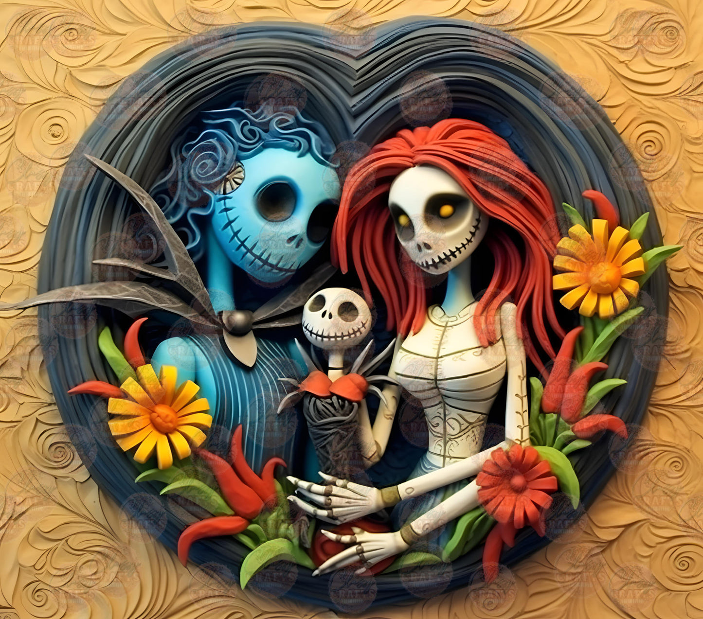 3D Skelly Family Tumbler Wrap