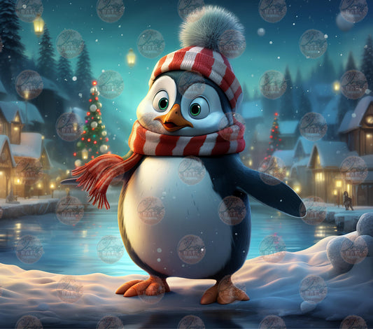 3D Snowy Penguin Tumbler Wrap