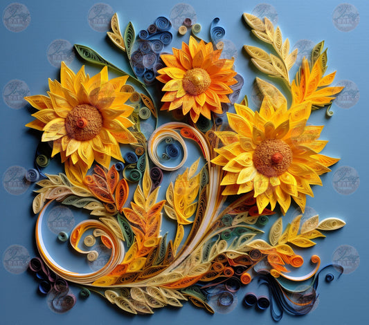 3D Sunflower Swirl Tumbler Wrap