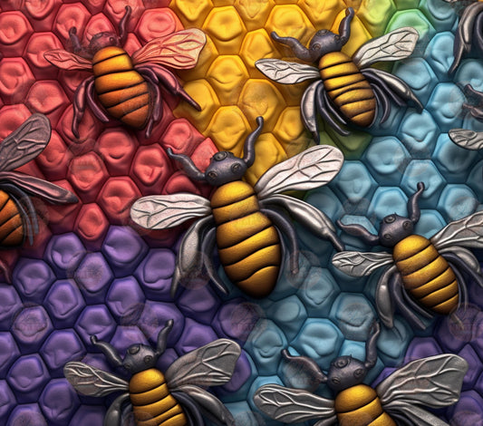 3D Tie Dye Bumble Bee Tumbler Wrap