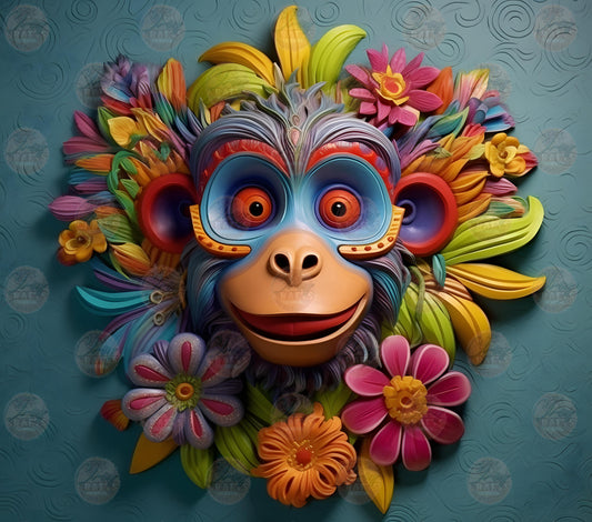 3D Wild Monkey Tumbler Wrap