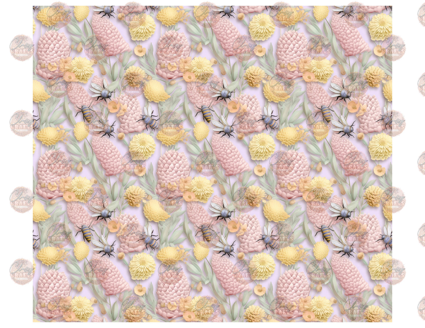 3D Bees And Flowers Tumbler Wrap