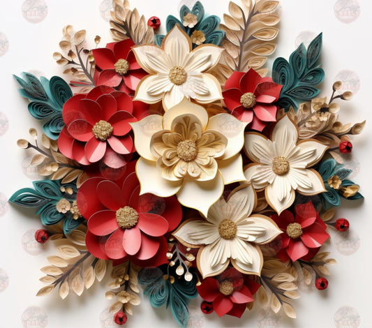 3D Christmas Floral Tumbler Wrap
