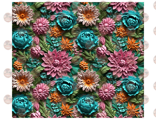 3D Colorful Botanical Tumbler Wrap
