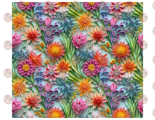 3D Colorful Floral Quilling Tumbler Wrap