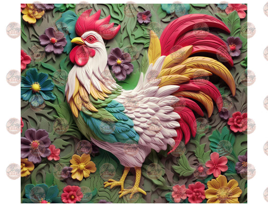 3D Colorful Rooster Tumbler Wrap