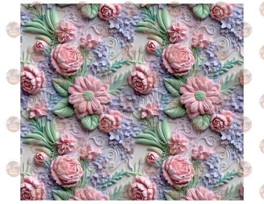 3D Pastel Classic Floral Tumbler Wrap