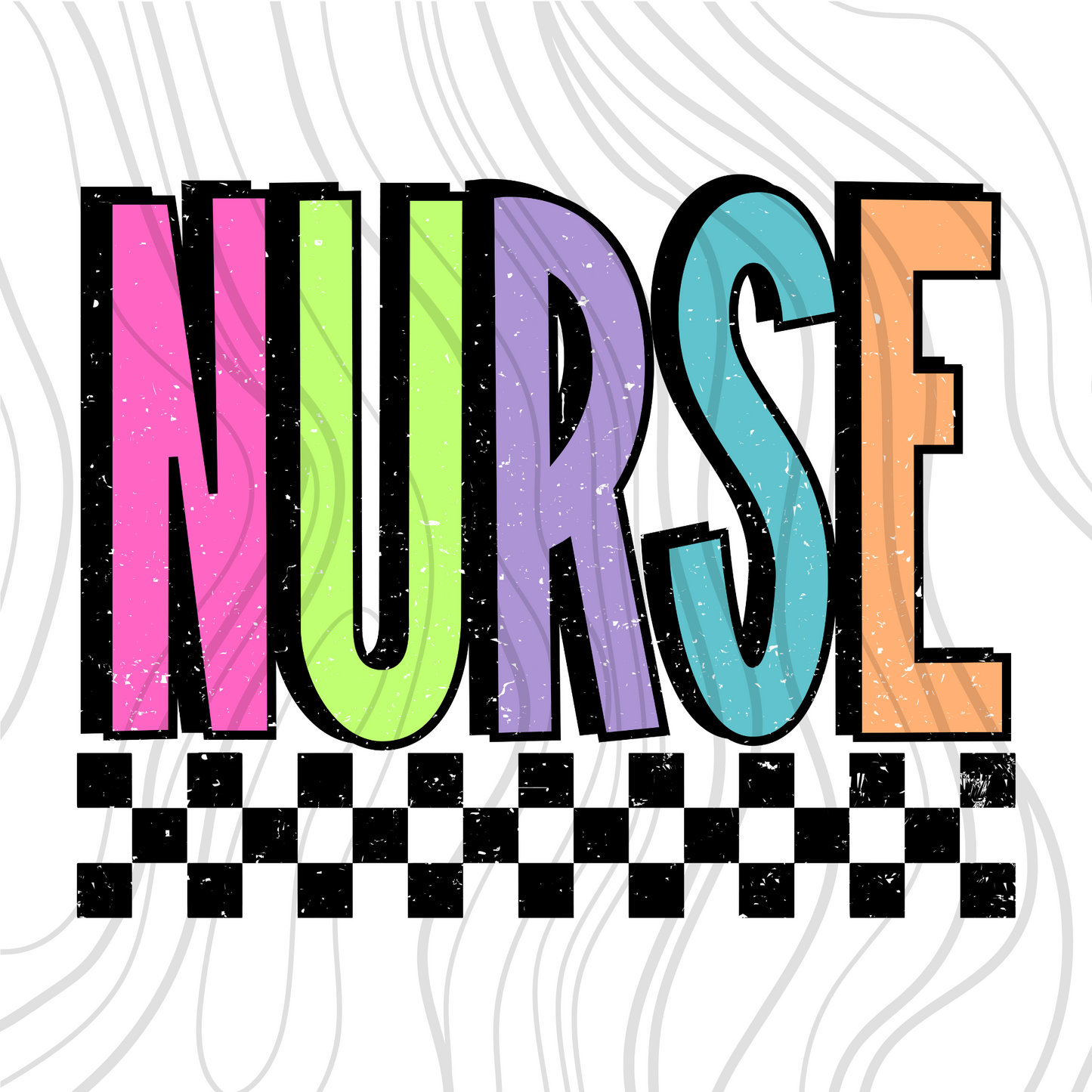 Checkered Neon Nurse Transfer