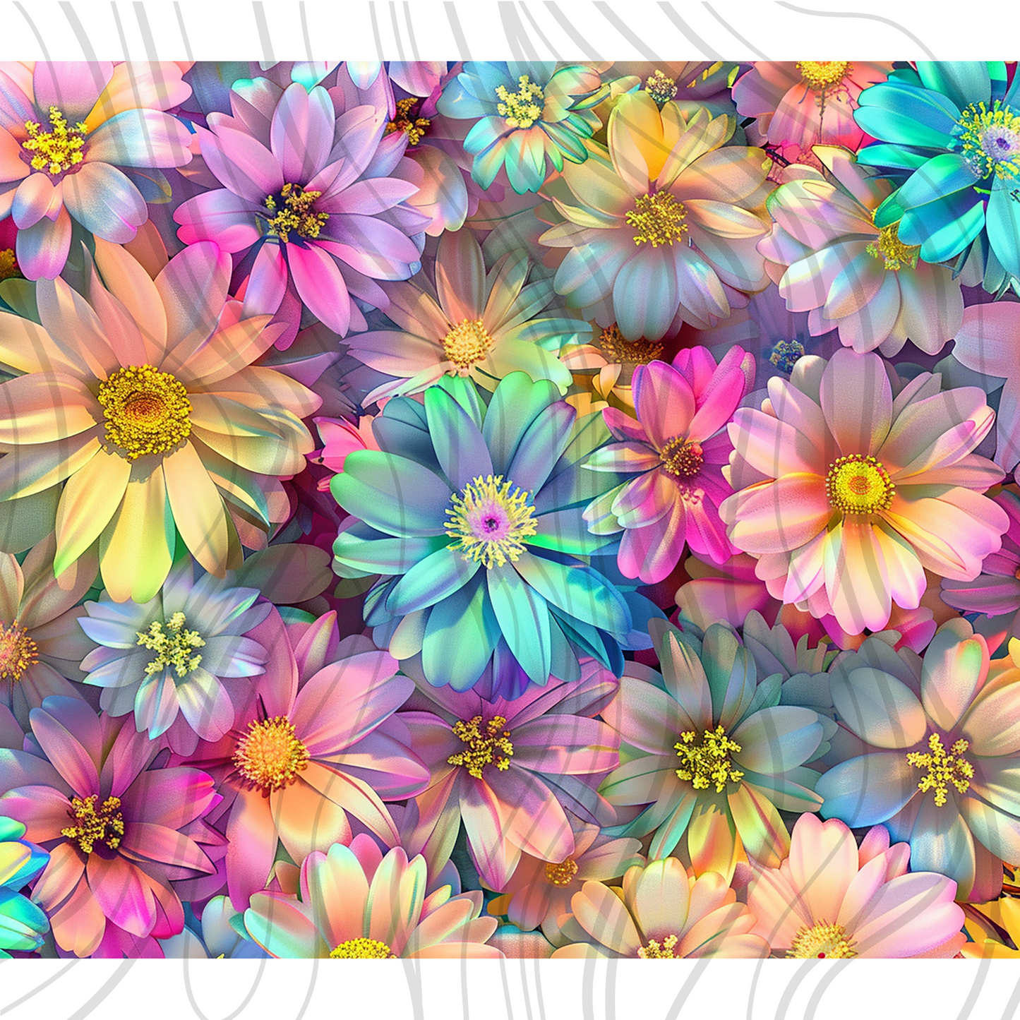 Colorful Flowers Tumbler Wrap - Sublimation Transfer