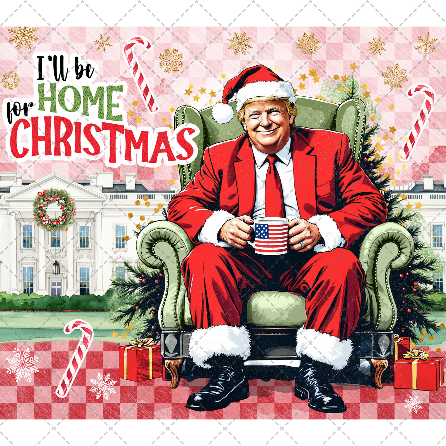 Trump Christmas Tumbler Wrap Transfer