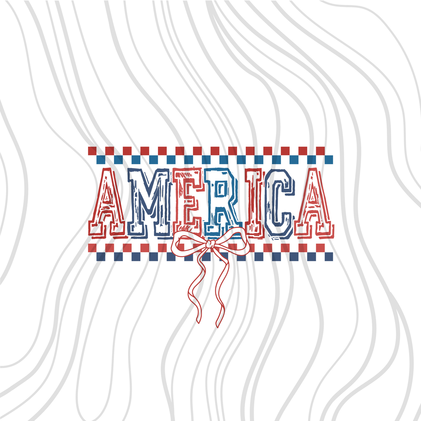 Retro Checkered America Transfer