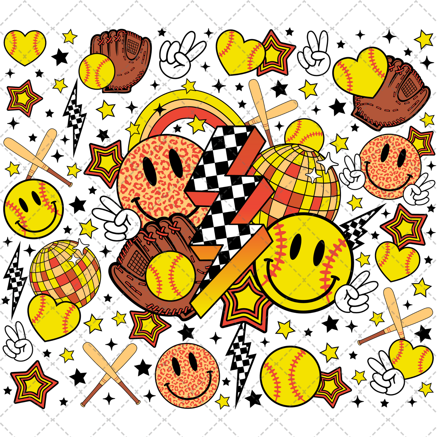 Retro Softball Tumbler Wrap