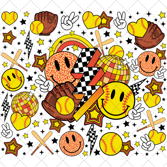 Retro Softball Tumbler Wrap