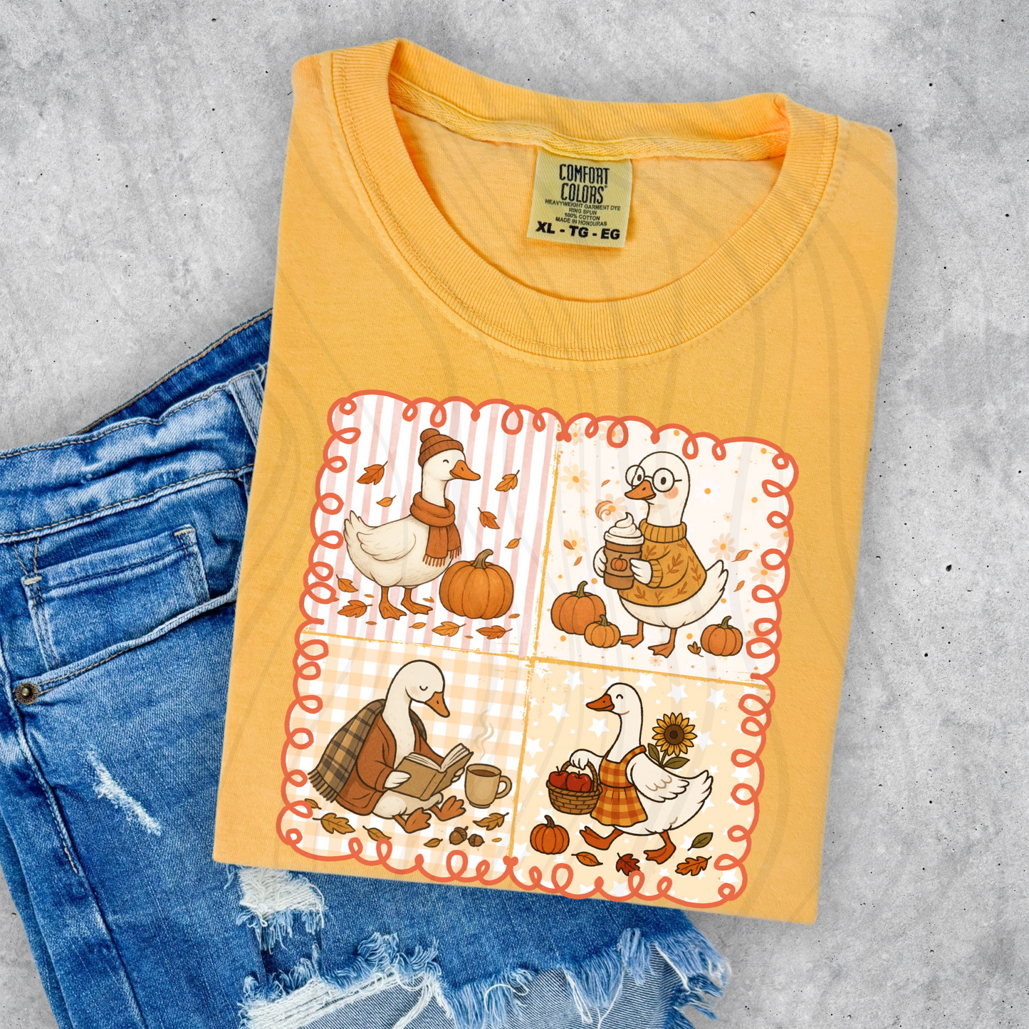 Retro Fall Goose Squares Transfer