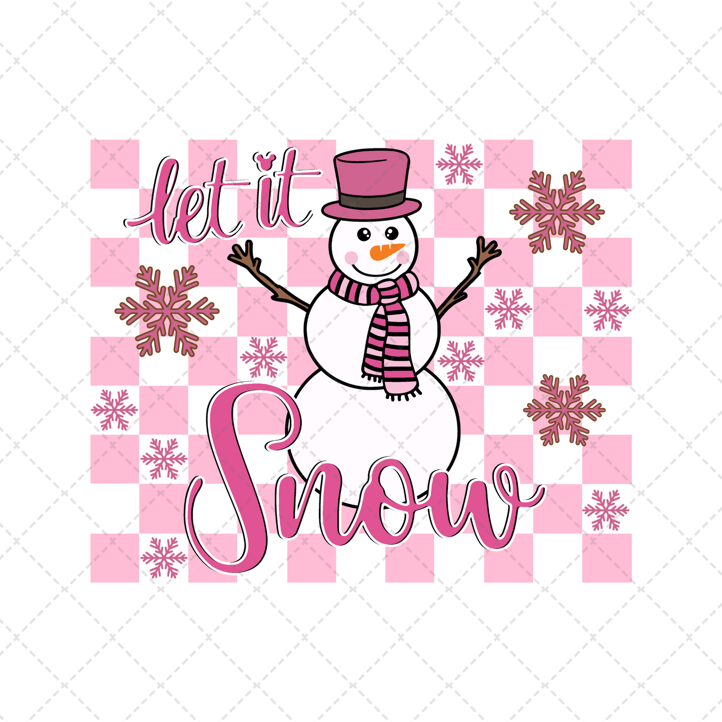 Pink Let It Snow Snowman Transfer