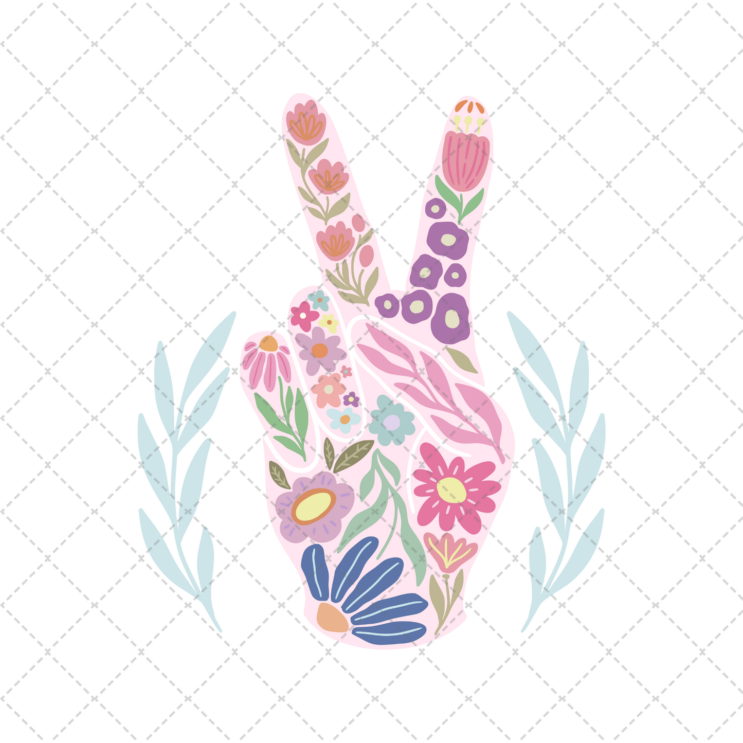 Floral Peace Hand Sign Transfer