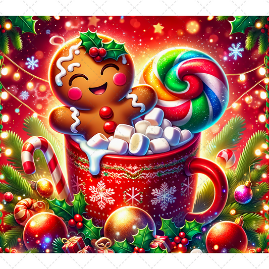 Gingerbread Hot Cocoa Tumbler Transfer