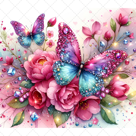 Pink Butterflies Tumbler Transfer