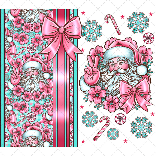 Pink Santa Tumbler Transfer