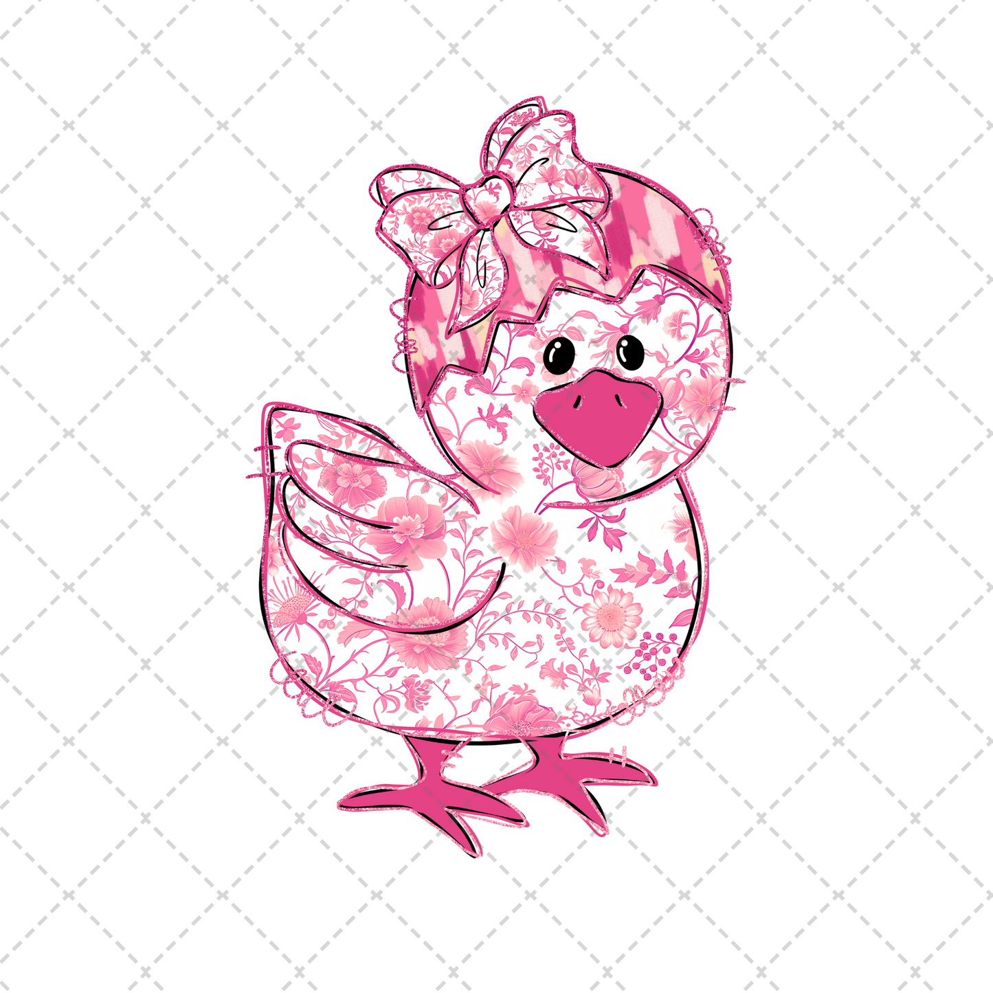 Pink Floral Chick Transfer