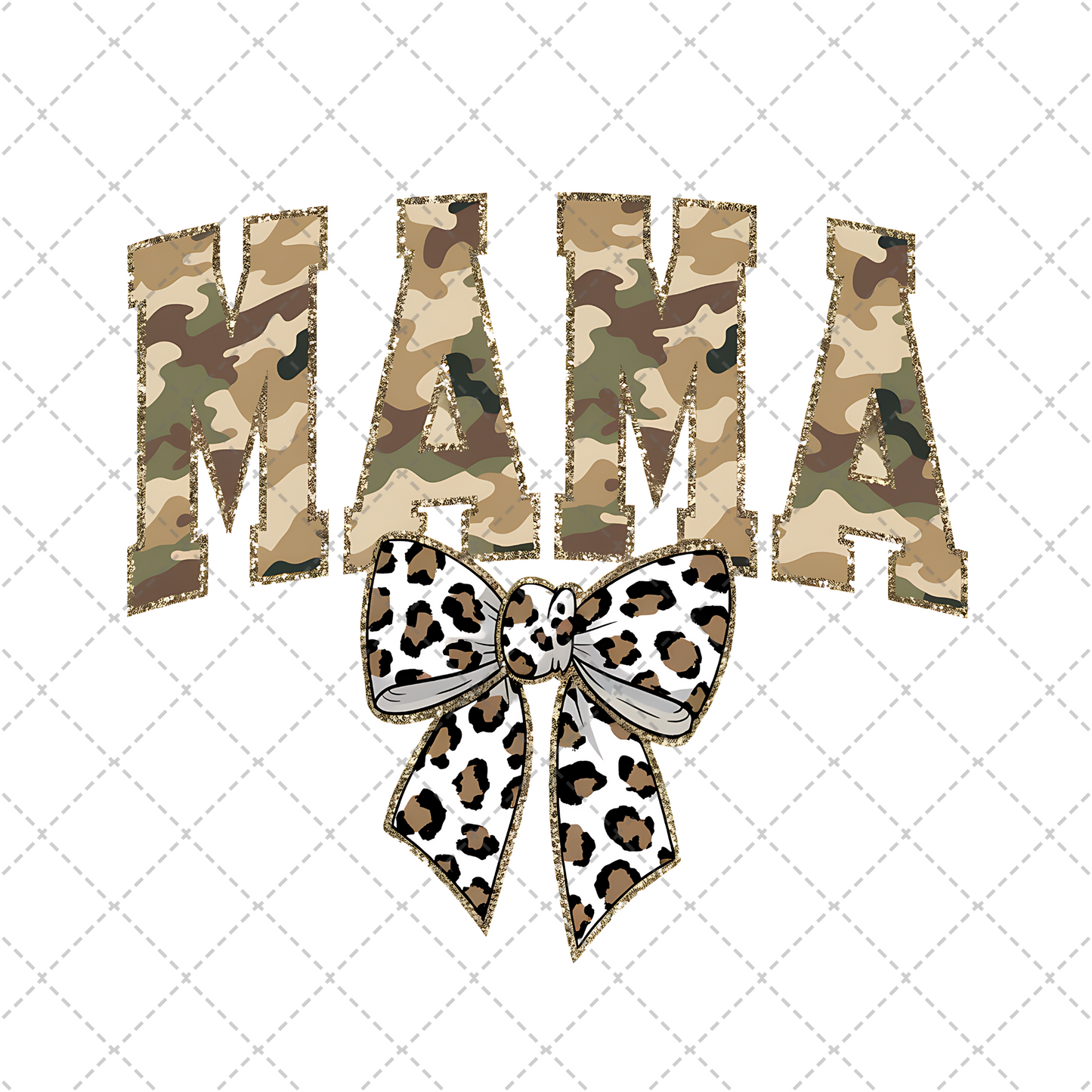 Camo Mama Leopard Bow Transfer