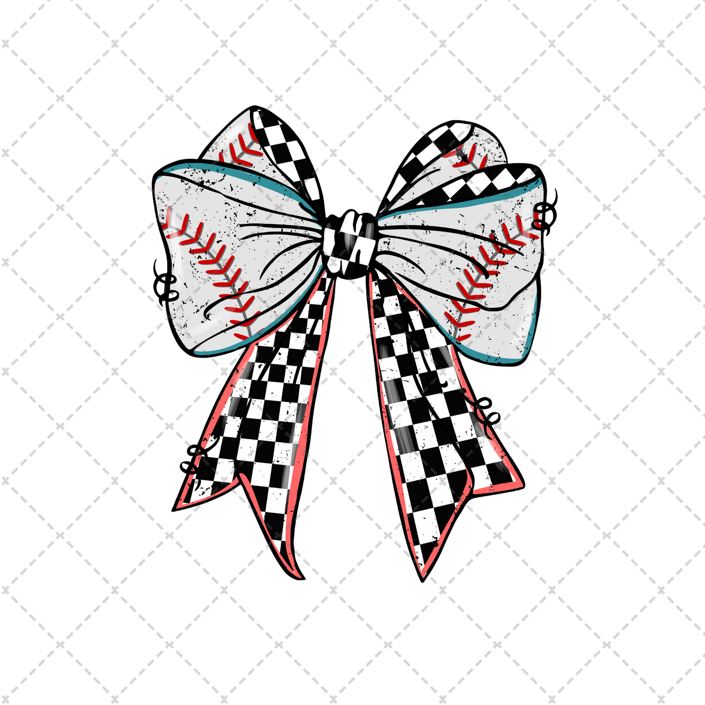 Retro Baseball Bow Transfer