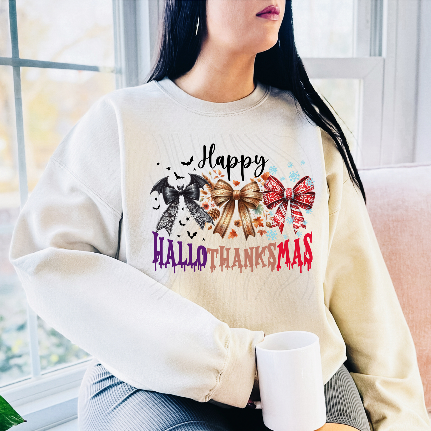 Happy Hallothanksmas Bows Transfer
